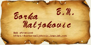 Borka Maljoković vizit kartica
